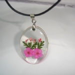 clear pressed flower necklace BAB104a
