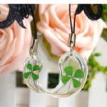 clear lucky clover couple mobile phone strap AGB230