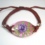 real flower acrylic bracelet with Pink bottom PLF03